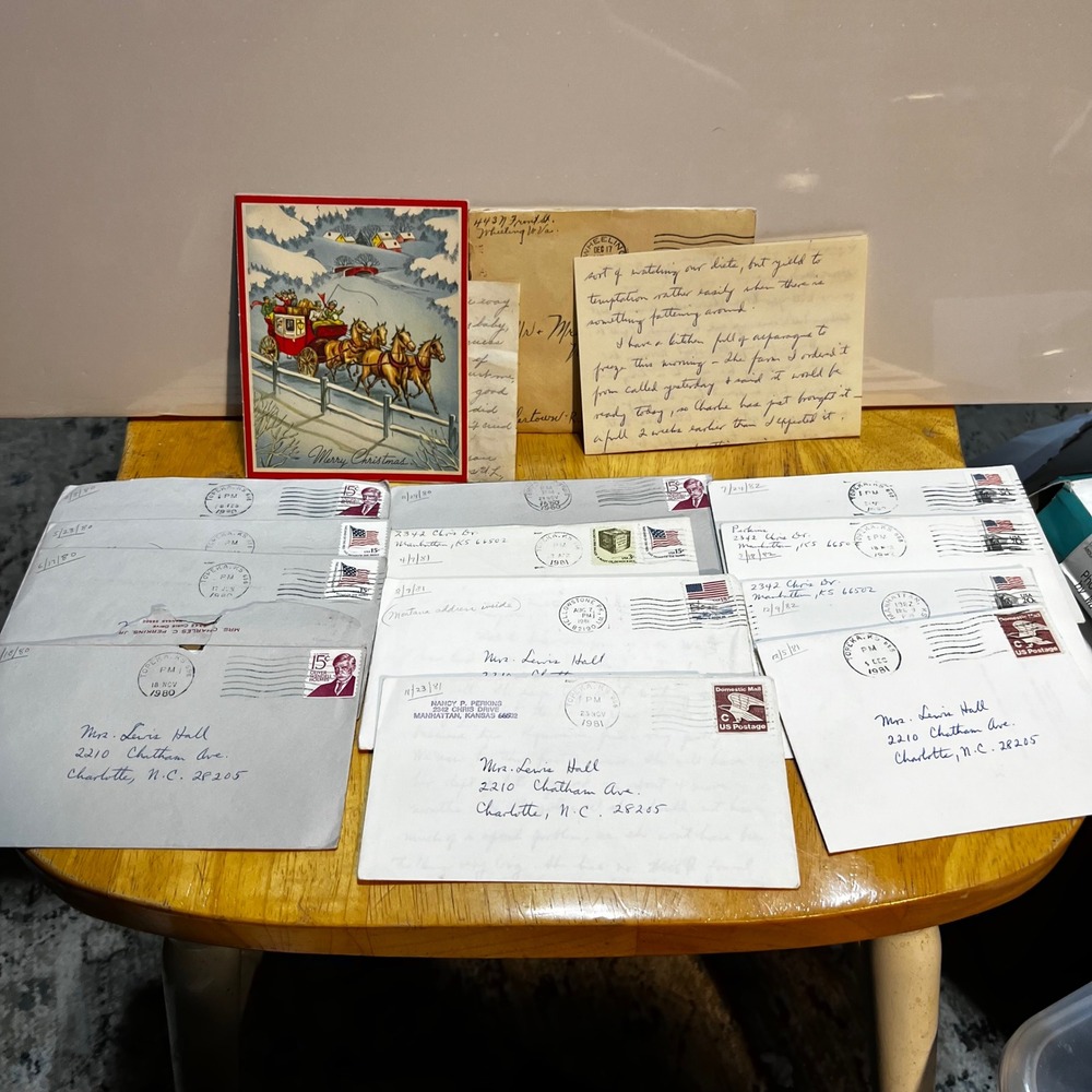 Vintage 1980s Handwritten Letters Lot Blue White Paper Ephemera 12pc
